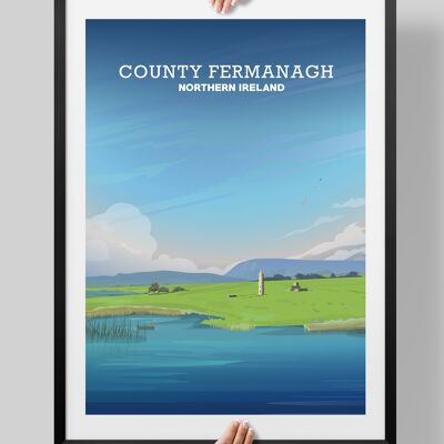 County Fermanagh Print, Lough Erne Poster, Northern Ireland Art - A3