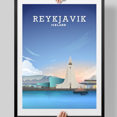 Reykjavik Print, Reykjavik Poster, Blue Lagoon Iceland - A4