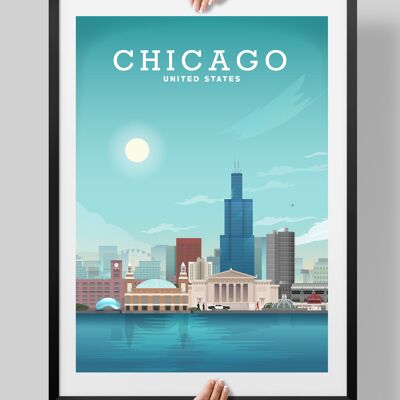 Chicago Print, Chicago Poster by Hillview Prints - A4