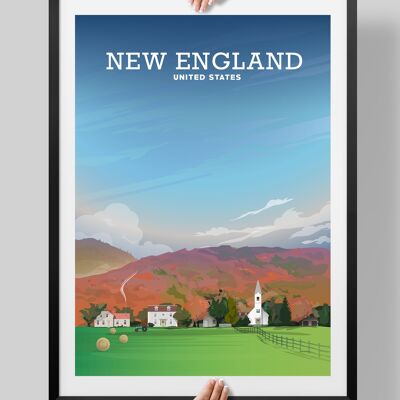 New England Fall Poster, USA - A4