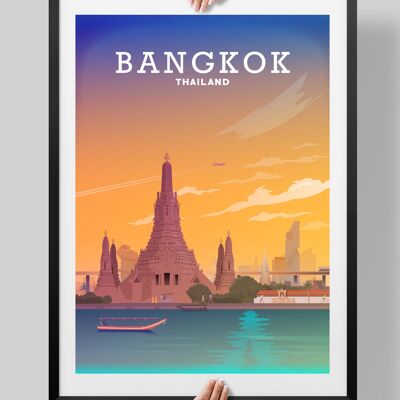 Bangkok, Thailand Travel Print, Travel Poster - A4