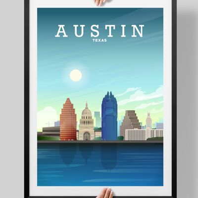 Austin Texas Print, Austin Texas Poster, Austin USA Art - A3