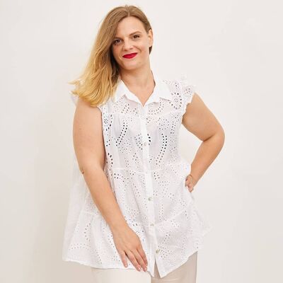 Chemise Alice blanche avec broderie anglaise