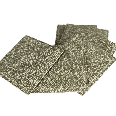 Glass coasters set of 6 stingray artificial leather green