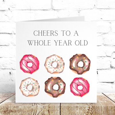 Una tarjeta de Donuts de un año entero