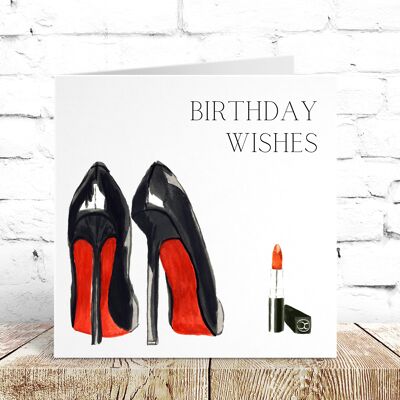 Tarjeta de deseos de cumpleaños de zapatos negros