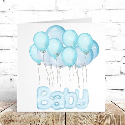 Blue Balloons New Baby Card