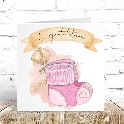 Félicitations Baby Booties New Baby Card