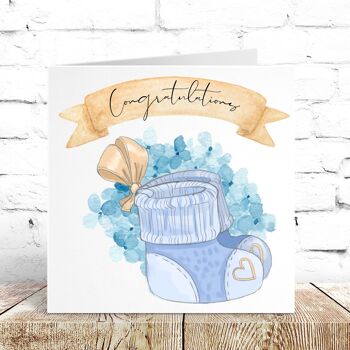 Félicitations Baby Booties New Baby Card 2