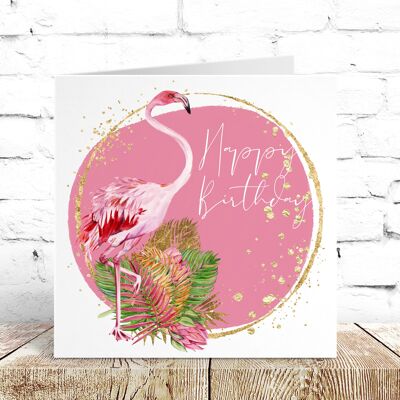 Cartes de vœux d'anniversaire Flamingo (PINKFLA001)