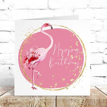 Cartes de vœux d'anniversaire Flamingo (PINKFLA001) 2