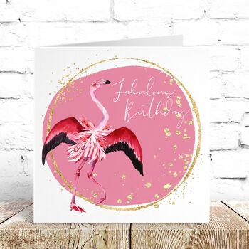 Cartes de vœux d'anniversaire Flamingo (PINKFLA001) 3