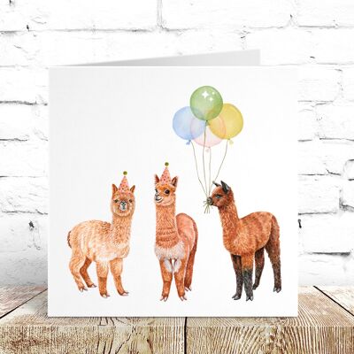 Llama Balloon Birthday Card