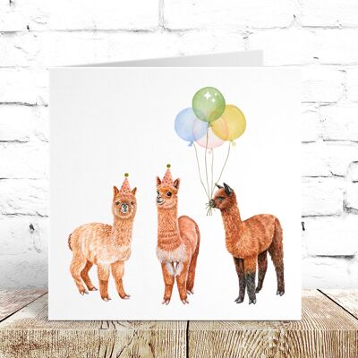 Tarjeta de cumpleaños con globo de llama