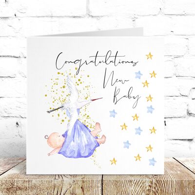 Stork New Baby Card - deux couleurs