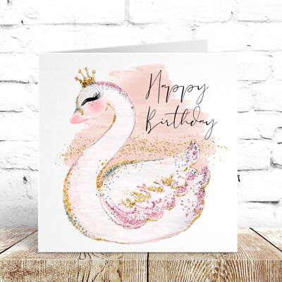 Swan Princess Birthday Card
