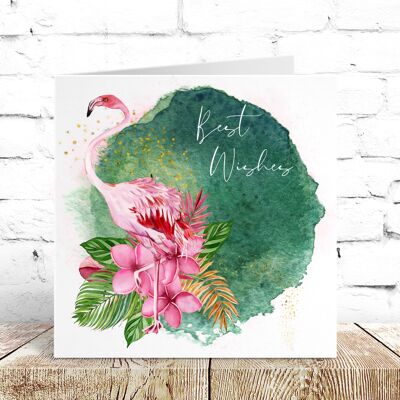 Cartes de vœux d'anniversaire Flamingo aquarelle (WATFLA001)