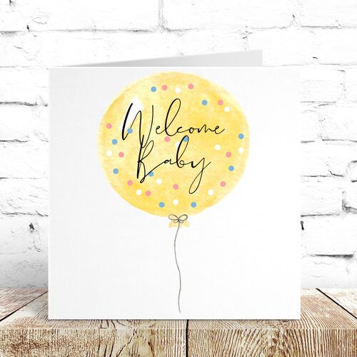 Yellow Balloon Welcome Baby Card