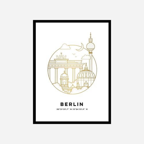 Berlin Cityscape Art Print Gold
