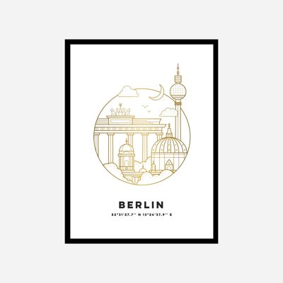 Stampa artistica di paesaggio urbano di Berlino oro
