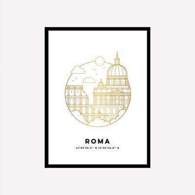 Stampa artistica di paesaggio urbano di Roma oro