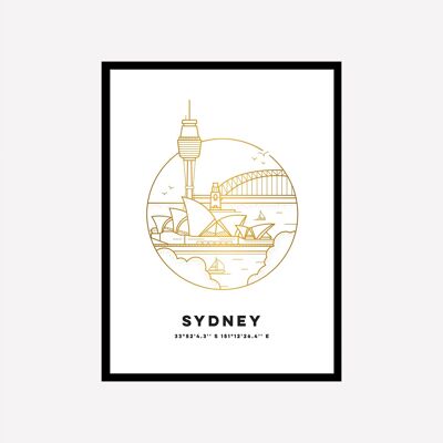Sydney Cityscape Kunstdruck Gold