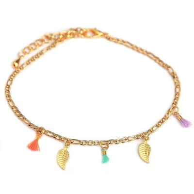 Anklet rainbow feathers