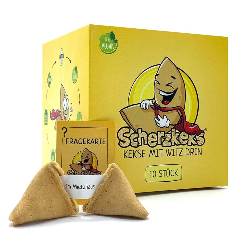 Compra Scherzkeks® Kids - 10 biscotti con uno scherzo per bambini, scatola  da 10 biscotti della fortuna con domande scherzose a misura di bambino  all'interno, per compleanni dei bambini, Pasqua, inizio della