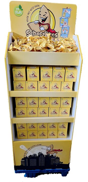 Présentoir PDV à biscuits blague avec 90x boîtes de 5 et 200x biscuits simples 1