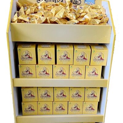Présentoir PDV à biscuits blague avec 90x boîtes de 5 et 200x biscuits simples