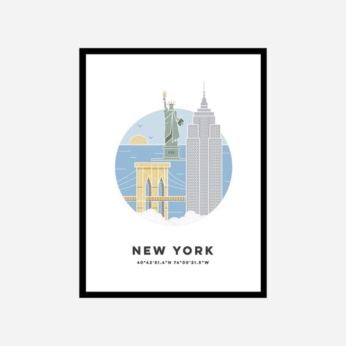 New York Cityscape Art Print Color