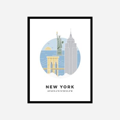 Colore di stampa artistica di paesaggio urbano di New York
