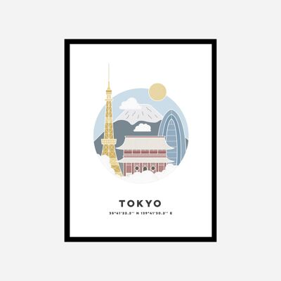 Tokyo Stadtbild Kunstdruck Farbe