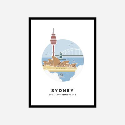Sydney Cityscape Art Print Color