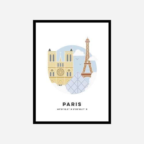 Paris Cityscape Art Print Color