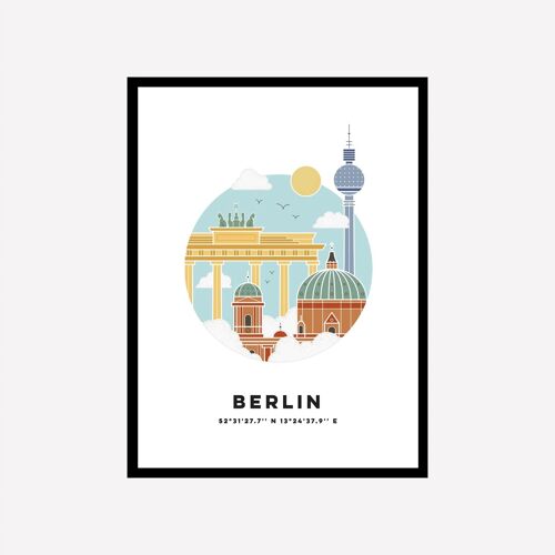Berlin Cityscape Art Print Color