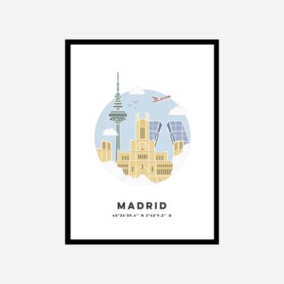 Madrid Cityscape Art Print Color