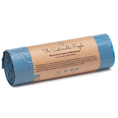 Recycled Drawstring Garbage Bags 20l, Blue Angel certified