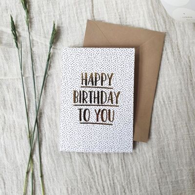 Doble tarjeta de felicitación + sobre | Feliz cumpleaños a ti | papel de oro