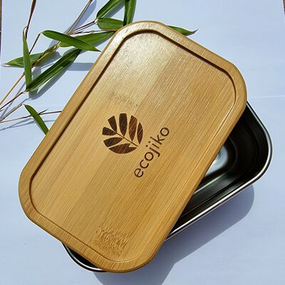 Lunchbox aus natürlichem, nachhaltigem Bambus und Edelstahl