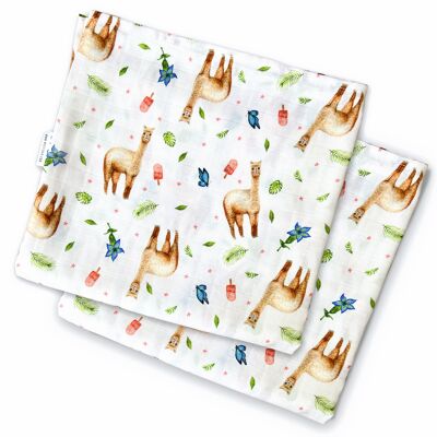 2 baby muslin swaddles alpaca - 60 cm