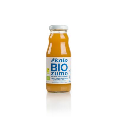 Zumo de Melocotón y Uva Ecológico, 100% exprimido, 12 ud. x 200ml