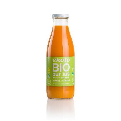 Zumo de Naranja y Zanahoria Ecológico, 100% exprimido, 6 ud. x 750ml