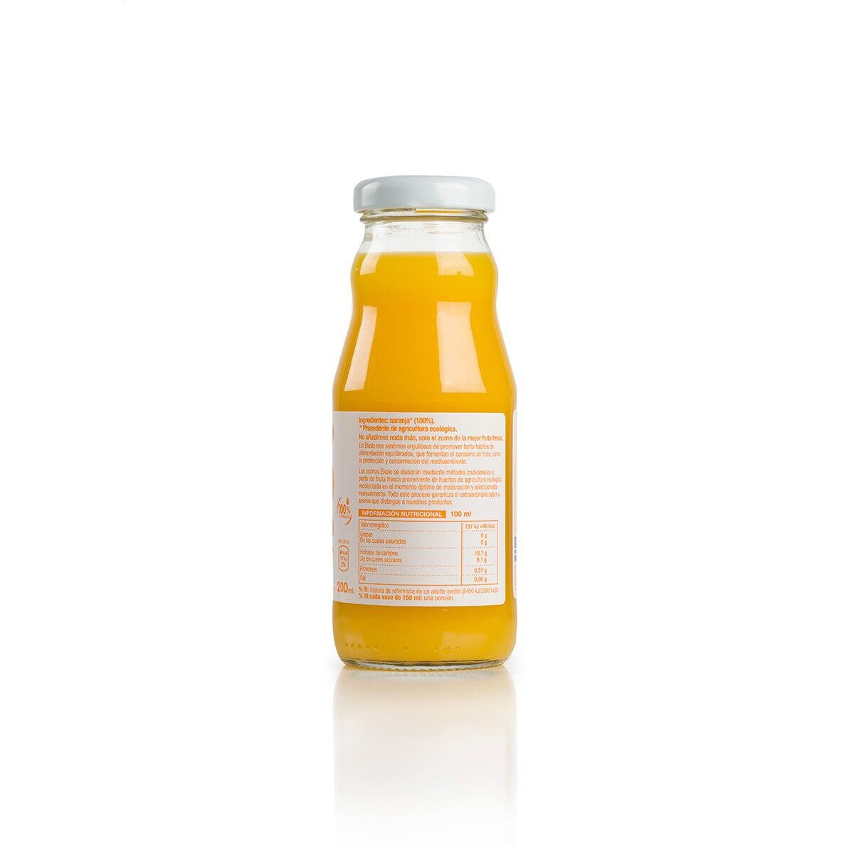 Zumo de Naranja Ecológico, 100% exprimido, 12 ud. x 200ml