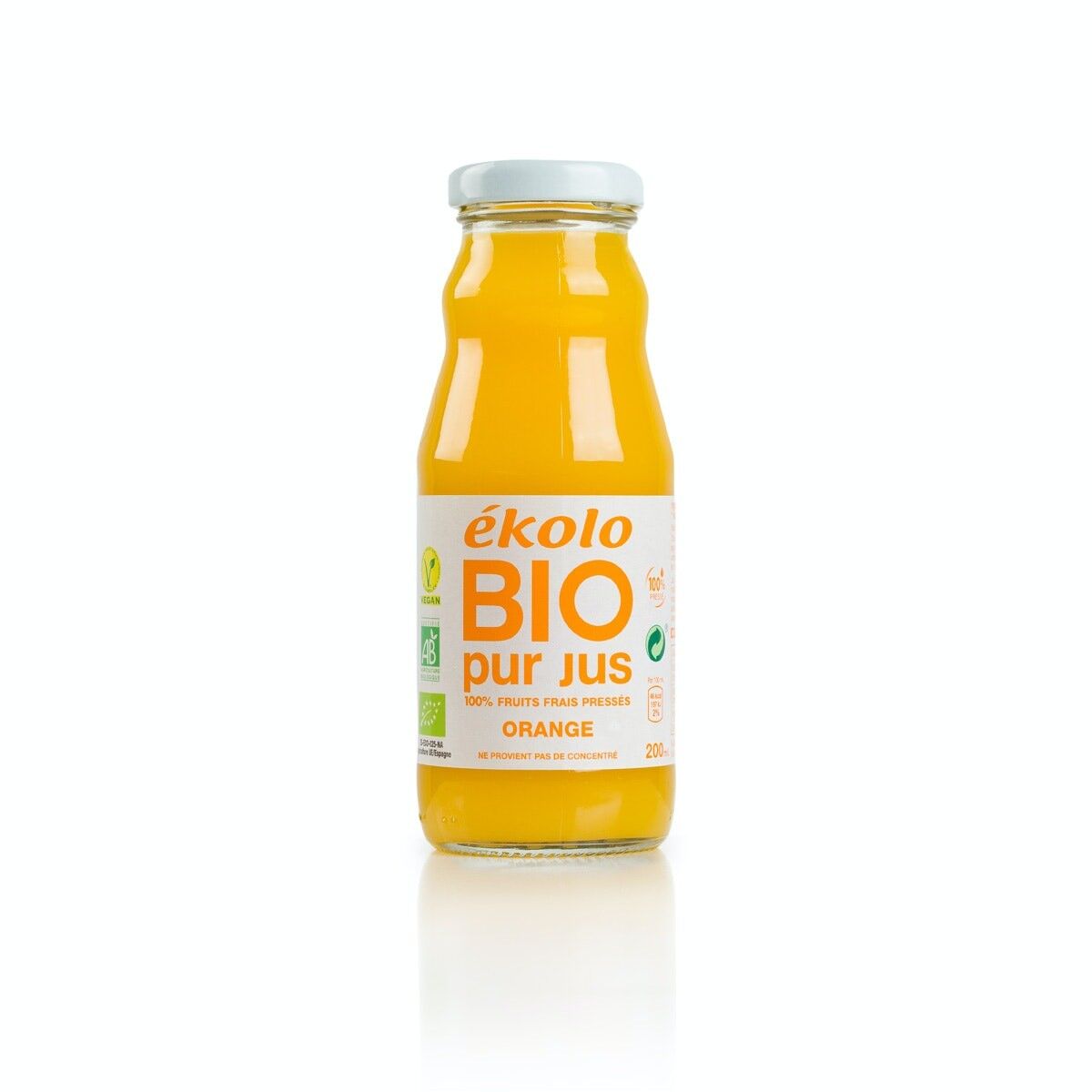 Zumo de Naranja Ecológico, 100% exprimido, 12 ud. x 200ml