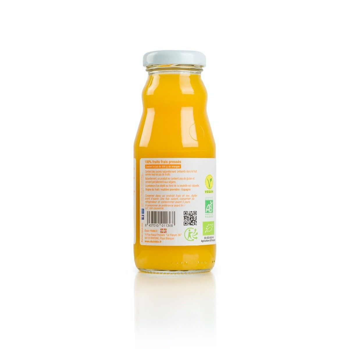 Zumo de Naranja Ecológico, 100% exprimido, 12 ud. x 200ml