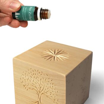 Ensemble de cubes de pin en pierre d'arbre | Cubes de pin cembro avec motif et structure dégoulinante + huile de pin cembro BIO (10 ml) 2