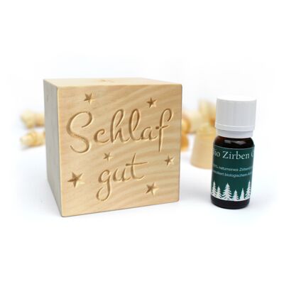 Sleep well stone pine cube set | Stone pine cubes with motif and dripping structure + ORGANIC stone pine oil (10 ml)