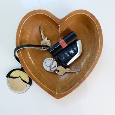 Bowl "HERZ RUBYROT VINTAGE", heart-shaped wooden bowl