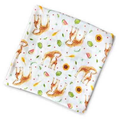 Couverture d'emmaillotage XL pour bébé girafe - 120 cm